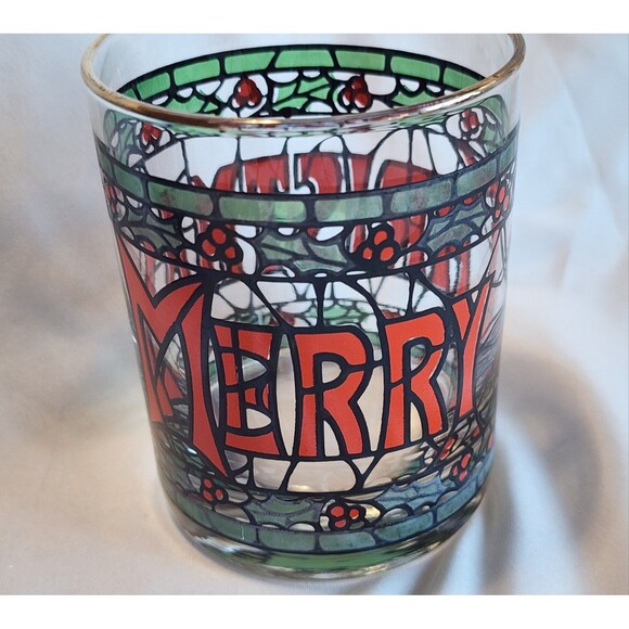 1970s Cera Houze Merry Christmas Seasons Greetings Gold Trimmed Set Of 4 Glasses - Picture 12 of 16